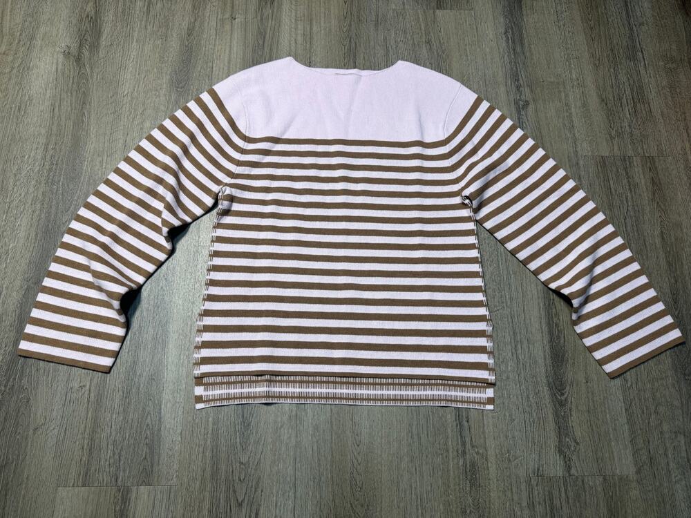 J.Crew Women's Pink & Brown Striped Crewneck Pullover Sweater